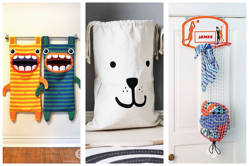 Modelos criativos de cestos de roupa suja para quarto infantil